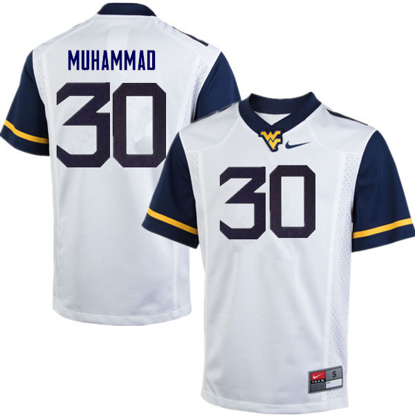 Men #30 Naim Muhammad West Virginia Mountaineers College Football Jerseys Sale-White - Click Image to Close